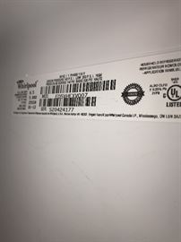 WHIRLPOOL SIDE BY SIDE 25 CU. FT. WHITE REFRIGERATOR