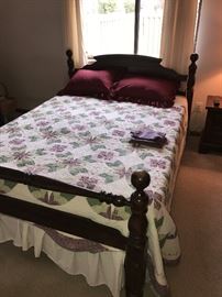 VINTAGE SOLID WOOD OPEN HEARTH FURNITURE COUNTRY STYLE BEDROOM SET-FULL SIZE BED/DRESSER WITH MIRROR , CHEST OF DRAWERS AND ONE NIGHSTAND