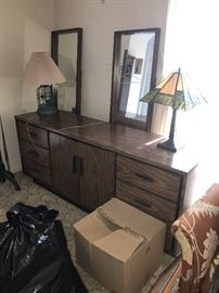 VINTAGE LONG DRESSER WITH DOUBLE MIRRORS
