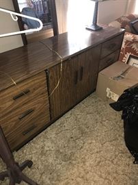 VINTAGE LONG DRESSER WITH DOUBLE MIRRORS