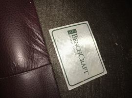 BENCHCRAFT BURGUNDY LEATHER SOFA