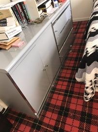 LONG MID-CENTURY MODERN FORMICA DRESSER WITH MIRROR