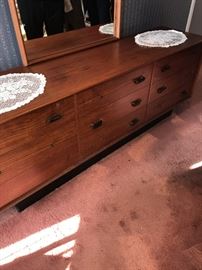 MID-CENTURY MODERN LONG TEAK HOUSE OF DENMARK LONG DRESSER WITH MIRROR