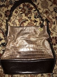 BRAHMIN GOLD CROC HANDBAG