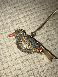 COSTUME JEWELRY-JEWELED VINTAGE BIRD