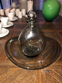 1950S LUTKEN HOLMEGAARD 10" DECANTER AND BOWL-DANISH MODERN