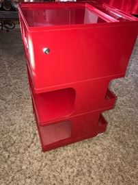 ITALIAN MID-CENTURY MODERN STILE NEOLT BY GIOVANNI PELIS RED OFFICE TROLLEY CART