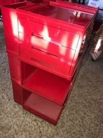 ITALIAN MID-CENTURY MODERN STILE NEOLT BY GIOVANNI PELIS RED OFFICE TROLLEY CART