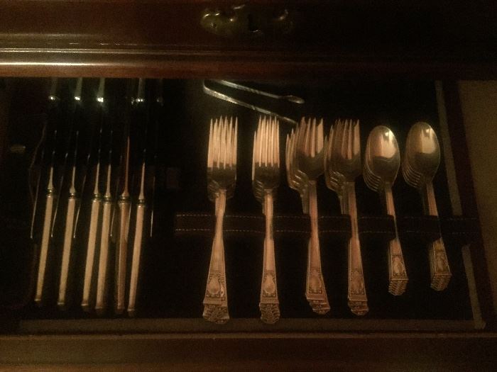 set of Tiffany -San Lorenzo sterling flatware hand monogramed with R.  Hey, Does anybody have a family name starting with R??