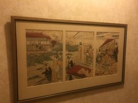 Toyokui I, triptych, dated 1795, 21" x 36"