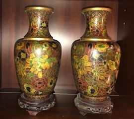 pair of cloisonné vases