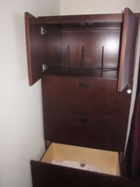 File cabinets, upright cabinets, matching pair.