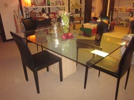 Contemporary Marble base glass top table 