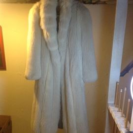 White Fox Fur coat, Full length. Size 14ish