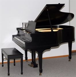 Lot#37, FISCHER, BLACK EBONY BABY GRAND PIANO, Serial Number 162749. New York, New York. Comes with piano bench.