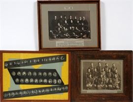 Lot#279, ORIGINAL, RARE UNIVERSITY OF MICHIGAN TEAM PHOTOS, 1901-1907, (3) FROM THE PRETZEL BELL. University of Michigan team photos including: 1901 - 02 First Rose bowl Championship team photo, Framed under glass 9 1/2" x 13". University of Michigan black and white team photo prints, 1903, small individual cameo prints, 15 " H x 20 " W.  University of Michigan black and white team varsity Team Photo, 1907, Framed under glass, 9" H x 12" W.  University of Michigan historic sports collection of Frederick C. Matthaei, Jr.   Estate of Frederick C. Matthaei, Jr.   Original items purchased from the Pretzel Bell.
