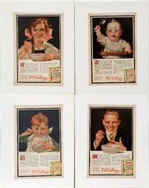 Lot#319, KELLOGG TOASTED CORN FLAKE CO. ADVERTISING PRINTS, FOUR, H 15.5", L 10.25"Four Kellogg's prints.