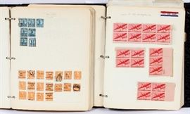 Lot#394, SPECIAL DELIVERY AIRMAIL GRAF ZEPPELIN COLUMBIAN PAN-AMERICAN TRAIN SLEEVE MOUNT OG,NG,H,NH,ETC 1879-1947 () H 11" W 10" ALBUM. U.S - AIR MAIL Stamps of 1918: 'AIR PLANE .06c  Canceled single sleeve-mount .16c & .24c / 1923 - AIR-PLANE: Unused, sleeve-mount .08c Propeller and Radiator of plane, NH,single,(1)./ 1923 - Air-Service Badge & airplane / 1926 Map & airplane / 1927 Lindbergh's / 1928 Beacon/ 1930 - Winged-globe./ LINDBERGH'S Booklet Pane of Three Unused, Sleeve-mount (1-set). / 1931 U.S Winged-Globe .05c to .08c (3)./ Rare' 1933 Graf Zeppelin unused sleeve-mount NH/ AIR MAIL Stamps includes; U.S.Seals./ "China Clipper" / 1934 Postage Block .16c unused. / - AIR-MAIL; Unused Canceled Postage Blocks, H, Sleeve mounts, of 1935,1936, etc../ fancy./ PL-Block of Fifthteen # a-23, Eagle on Shield Color indigo & carmine 1938 unused sleeve.NH,/ Canceled Postage block of four 1938,(2)./ 1939 Transatlantic Postage block unused, sleeve./ June 25, 1941 washington D,C, Unused Postag