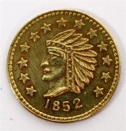 Lot#402, CALIFORNIA INDIAN HEAD 1/2 DOLLAR GOLD COIN, 1852