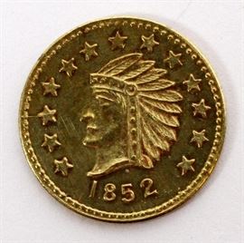 Lot#403, CALIFORNIA INDIAN HEAD 1/2 DOLLAR GOLD COIN, 1852