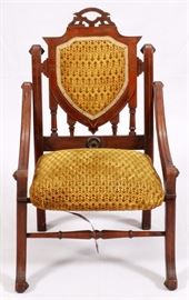 Lot#1475, EASTLAKE, WALNUT FOLDING CHAIR, C. 1890 H 33"  Circa 1880.
