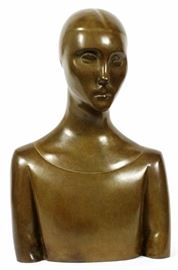 Lot#2019, SIGNED CH. ORLOFF, BRONZE BUST OF LUDMILA PITOEFF H 20", W 12", D 5" Signed on back. Inscribed "Susse Fondeur, Paris". #6/3.
