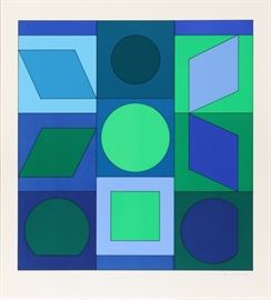 Lot#2299, VICTOR VASARELY (FRENCH/HUNGARIAN, 1906-1997), SERIGRAPH, H 27", W 25" Pencil signed lower right. Marked 92/150 lower left.