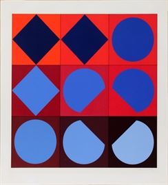 Lot#2300, VICTOR VASARELY (FRENCH/HUNGARIAN, 1906-1997), SERIGRAPH, H 27", W 25", UNTITLED. Pencil signed lower right. Marked 92/150 lower left. Unframed.
