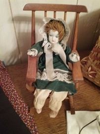 Doll & hand  made  chair 