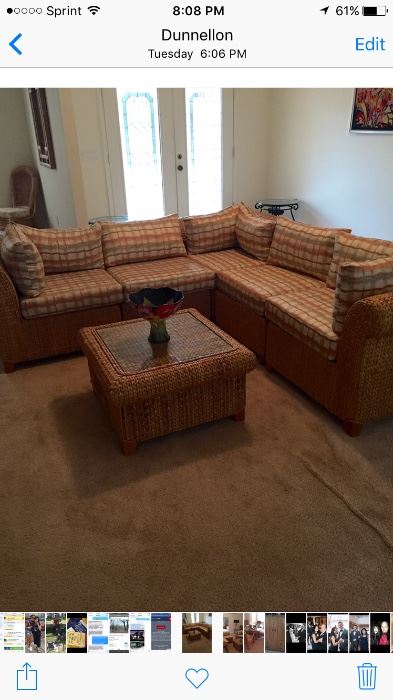 Wicker and rattan sectional, perfect for a Florida room.