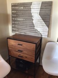 Metal Frame Storage Unit ~ Wood Slat Wall Art
