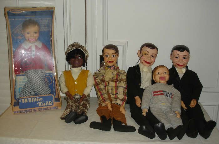 Ventriloquist dolls - Willie Talk, Lester, Charlie McCarthy