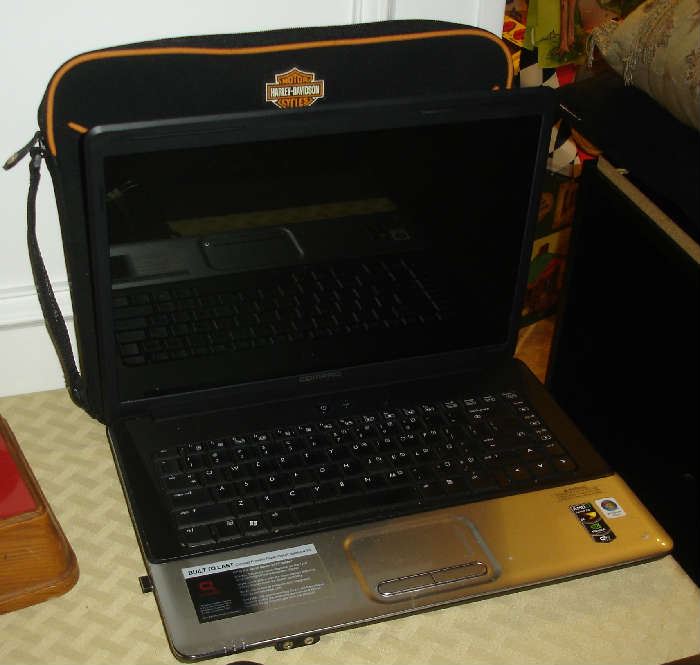 Compaq laptop with Harley-Davidson case