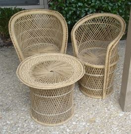Child or large doll size wicker table & chairs