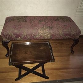 Nice upholstered bench and tray-table