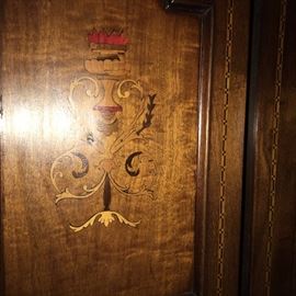 Close-up of inlay on armoire