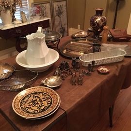 Serving pieces and silver plate items
