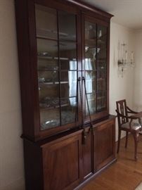 Fabulous 19th C. Step Back Cupboard with glass doors. 93" high x 60-1/2" wide x 16" deep
