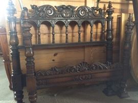 Elaborately carved head board & footboard