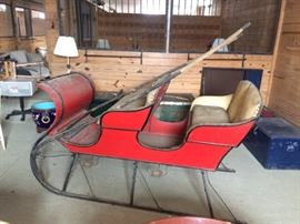 Love this RED four person horse drawn SLEIGH!