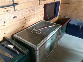 Numerous tack boxes / trunks.