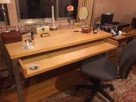 Birch computer desk on casters
