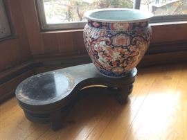 Pair of large Imari planters on sands