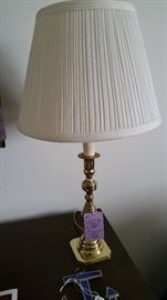 Brass bedroom lamp with shade