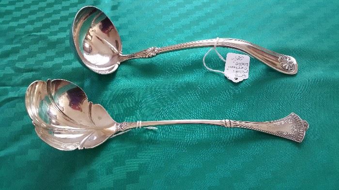 Two silverplate punch bowl ladles