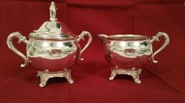 Silverplate creamer and sugar