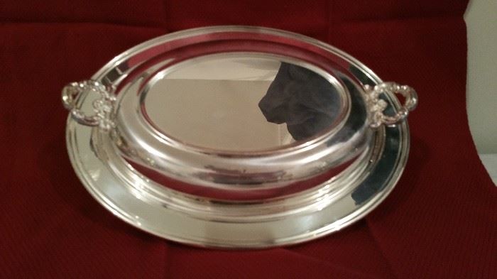 Silverplate covered vegetable dish