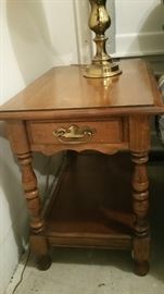 Early American hardrock maple end table with drawer (pair)