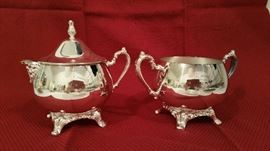 Silverplate sugar and creamer