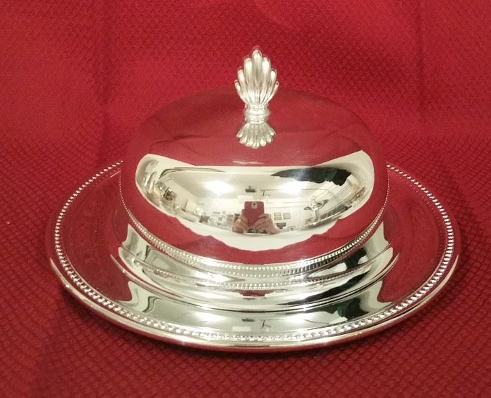 Silverplate covered butter dish